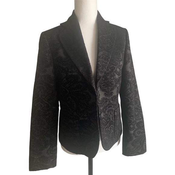 Liz Claiborne Classics Blazer Brocade Jacket Paisley Baroque Black on Black S - Picture 3 of 14